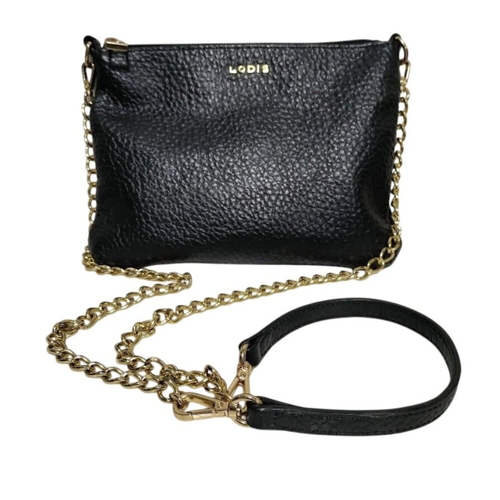 NWOT LODIS Borrego Emily Italian Leather 5 in 1 Convertible Crossbody Bag Black